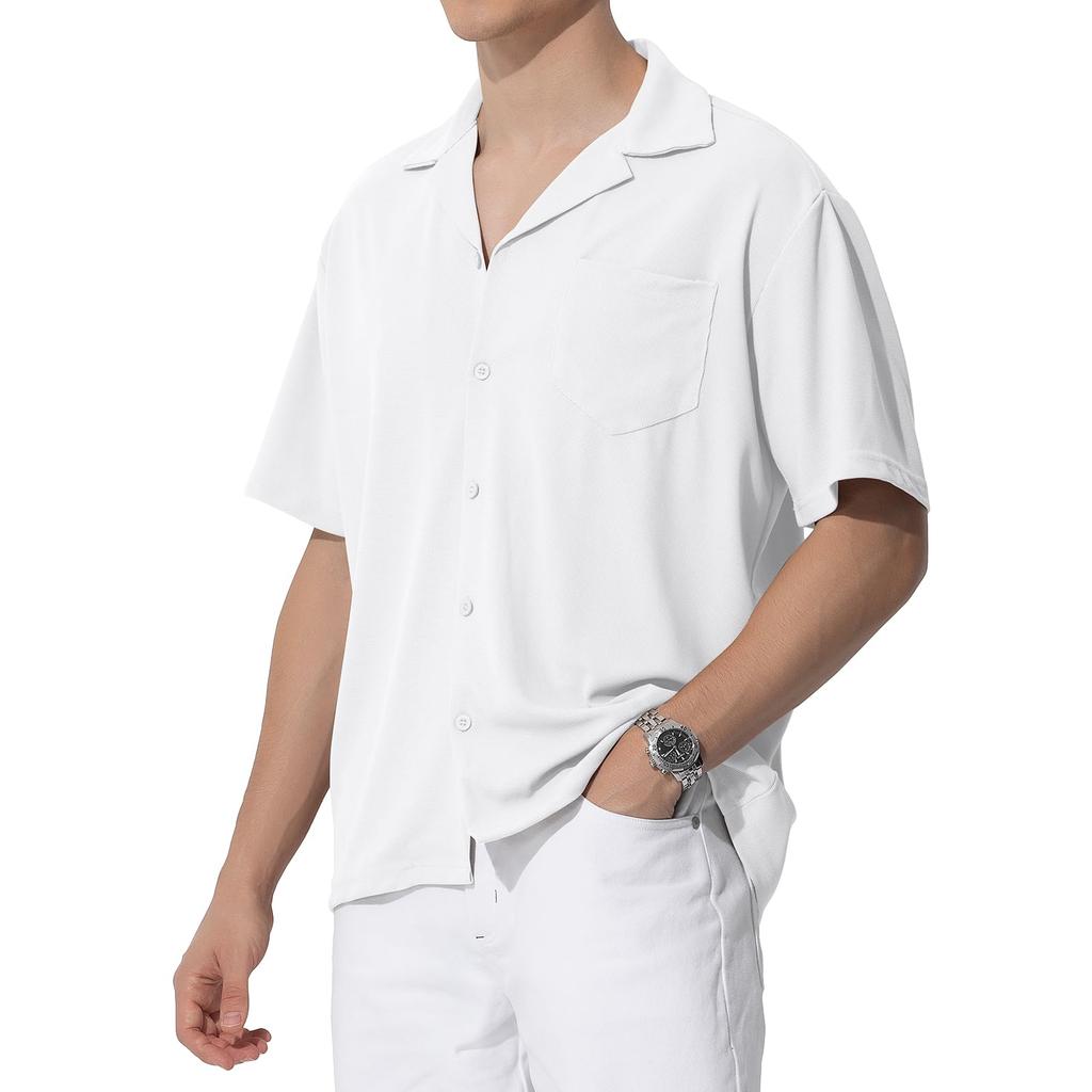 Casey Kevin Kurz Locker Waffel Uni Übergrößen MA3414 Herren Hemd mit offenem Kragen, Ärmel, Passform, Stoff, Feuchtigkeitstransportierend, Schnelltrocknend, Bequem,