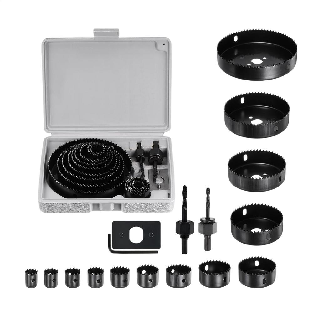 

Hole Saw Kit 13-pieces Drill Bit Cutter Set Drill Hole Cutter For Soft Wood Plywood PVC Workshop Construction Home Improvement чорний