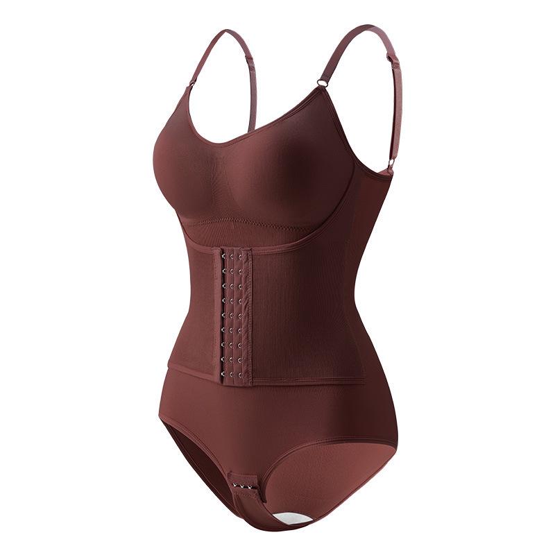 Strappy Shaping Bodysuit with Breast Pads - Bust Support, Tummy Control, Hip Lift, Double-breasted, Triangle Open Crotch Design.