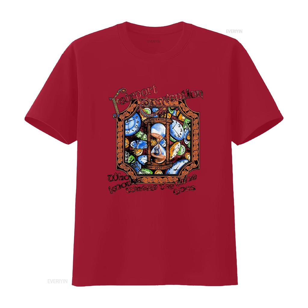 Vintage 1997 Fairport Convention T Shirt Hourglass Clocks Design Large Size Vintage Washed Versatile Top For Everyday Wear