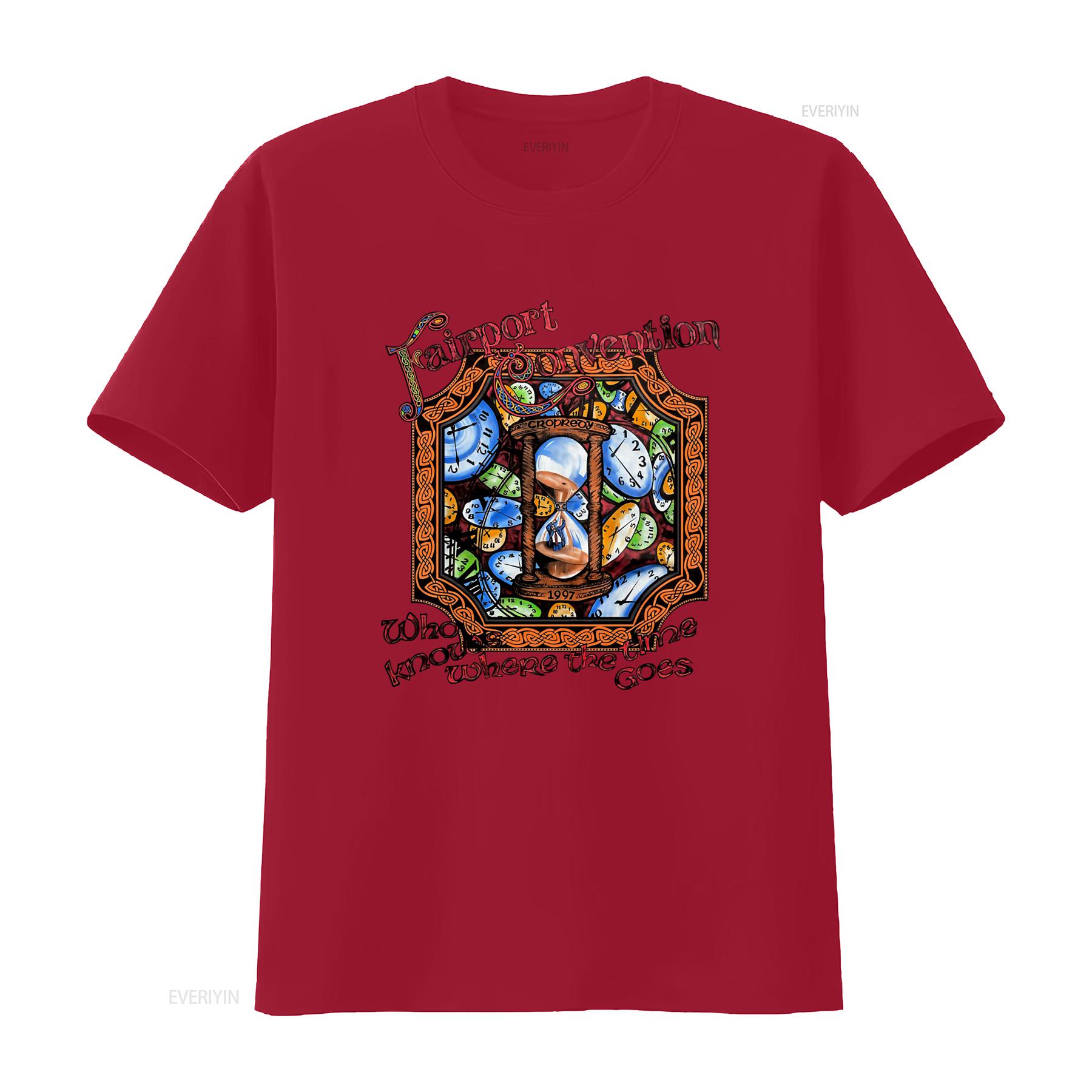 

Vintage 1997 Fairport Convention T Shirt Hourglass Clocks Design Large Size vintage Washed Versatile Top For Everyday Wear S