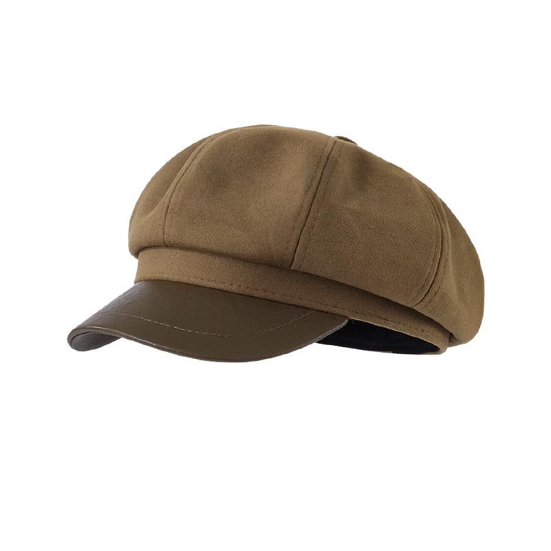 Autumn and winter new metal standard beret children big head circumference show face small reverse wear woolen forward hat painter hat