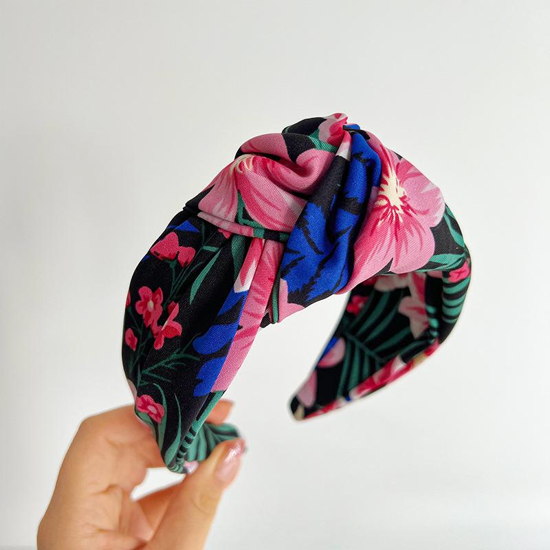 Women Girls Satin Tiedye Flower Big Knot Hairband Headband Adult Hair Accessories Hair Jewley