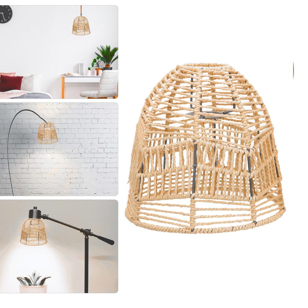 Imitation Rattan Woven Lampshade Chic Modern Style for Chandelier Living Room Tea Room Lamp Decor Ceiling Light Cover