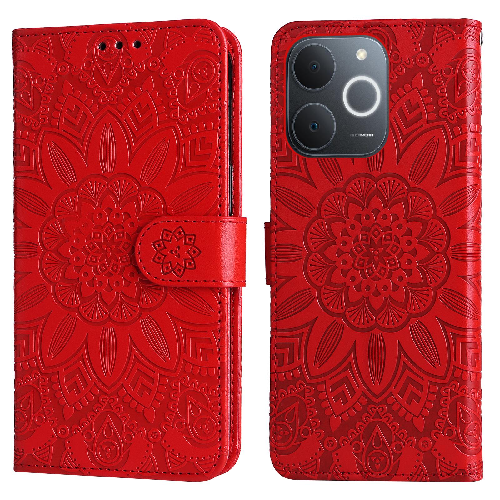 

Для Realme C71 4G (Індія) Чохол Шкіряний гаманець з тисненням Соняшника Чохол для телефону