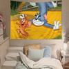 Cute TTom And Jerry Tapestry Wall Hanging Tapestry Art Deco Blanket Curtain Hanging At Home Bedroom Living Room Decor