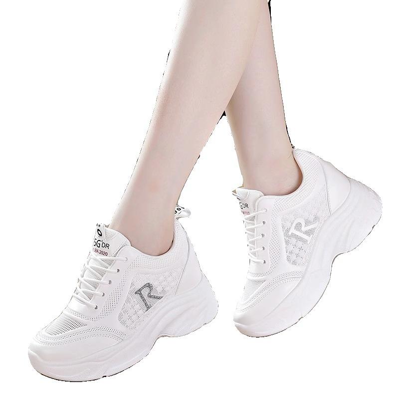 Thick-soled dad shoes women's summer mesh hollowed-out heightening casual sports shoes