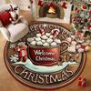 Round Christmas Area Rug, Crystal Velvet Floor Carpet with Gingerbread Print, Non Slip Dotted Back for Living Room