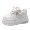 Soft Leather White Shoes for Women New Spring Korean Version Versatile Internal Height-enhancing Casual Shoes Thick Sole Sponge Cake Breathable