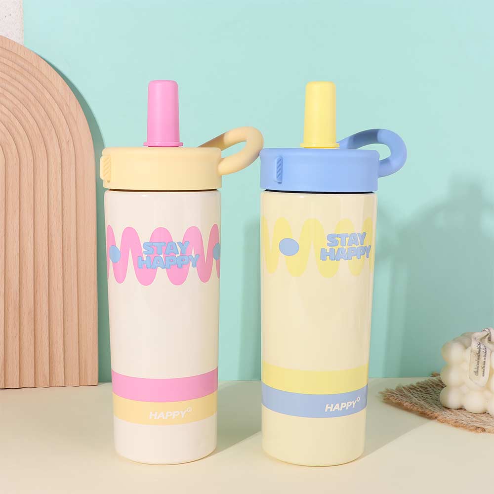 Leak-Proof Straw Cup Dopamine Vacuum Flask Portable Stainless Steel Insulated Cup  Travel