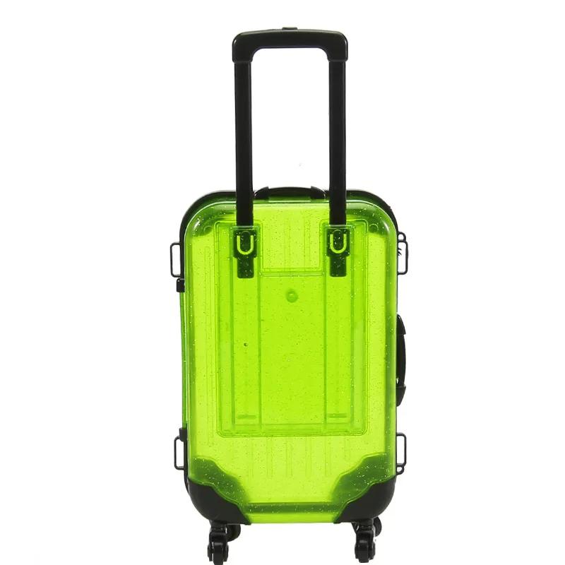 1PC Mini Trolley Luggage For Storing Doll Clothes Shoes Jewelry Cute Plastic Small Suitcase Box Dollhouse Decoration Accessories