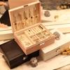 New PU Leather Jewelry Box Storage Double Layer Ring Display Case Portable Jewelry Organizer for Necklaces