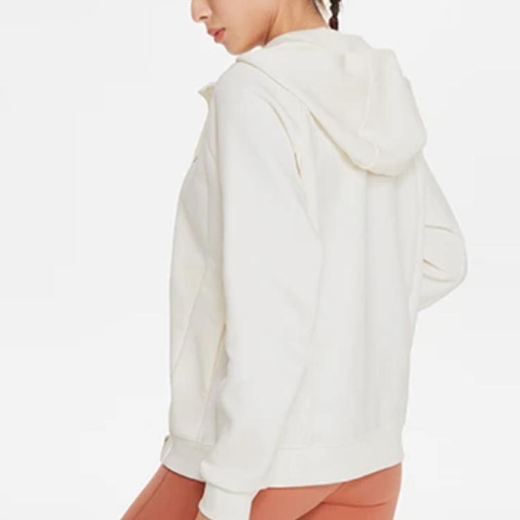 Li-Ning Fitness Series Logo Print Zip-Up Hoodie Jacket Women Outerwear Off-White AWDS030-8