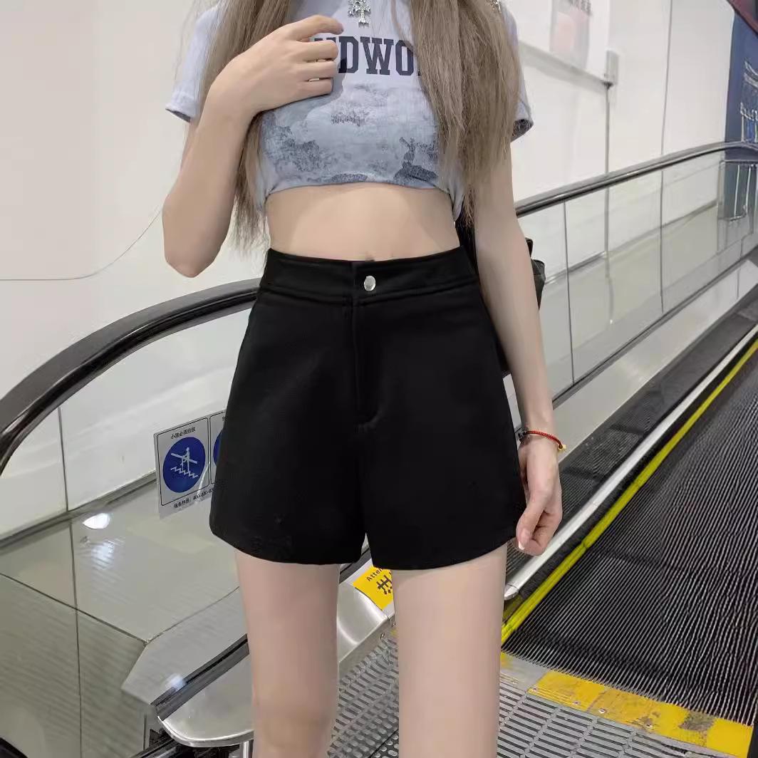 

Женские повседневные шорты А-силуэта с высокой посадкой большого размера - Лето 2024 S чёрный