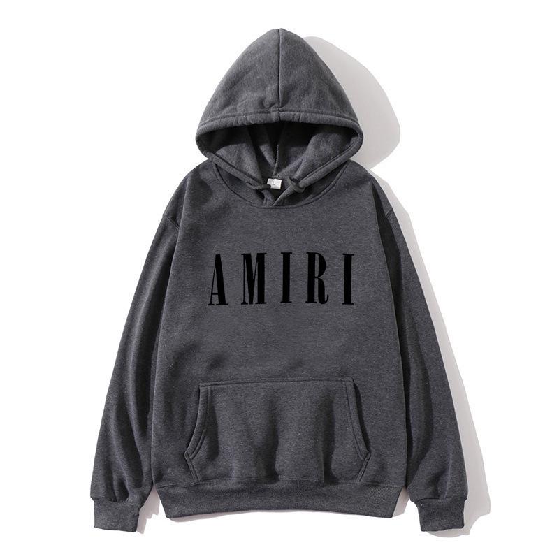 Autumn Winter Fleece Men's Amiri Hooded Loose Fit Trendy Brand Hoodie