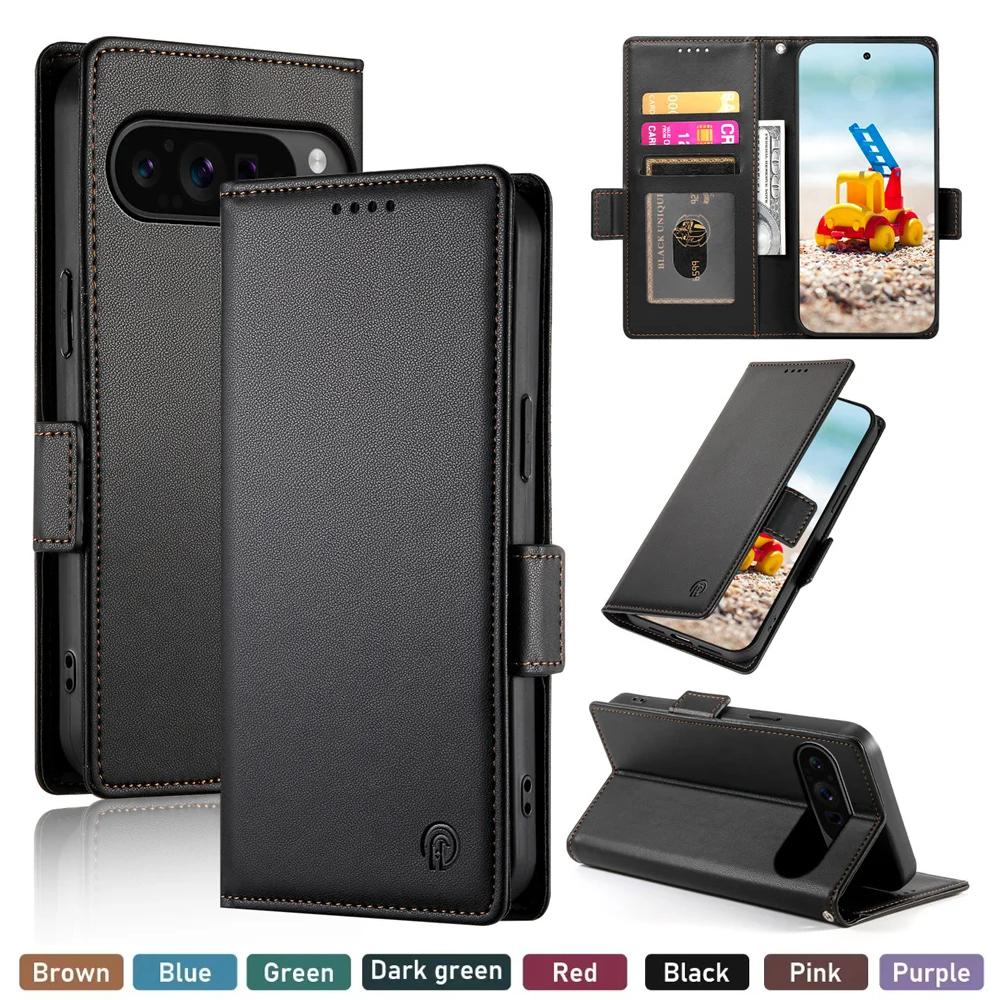 Leather Flip Phone Case For Google Pixel 10 9 Pro XL 8 7 10A 9A 8A 7A Cards Solt Holder Wallet Shockproof Stand Back Cover