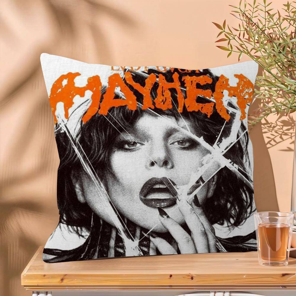 Singer L-Lady Gaga Mayhem Cushion Cover Pillowcase Upholstery Sofa Throw Pillow Home Decor Pillowcas