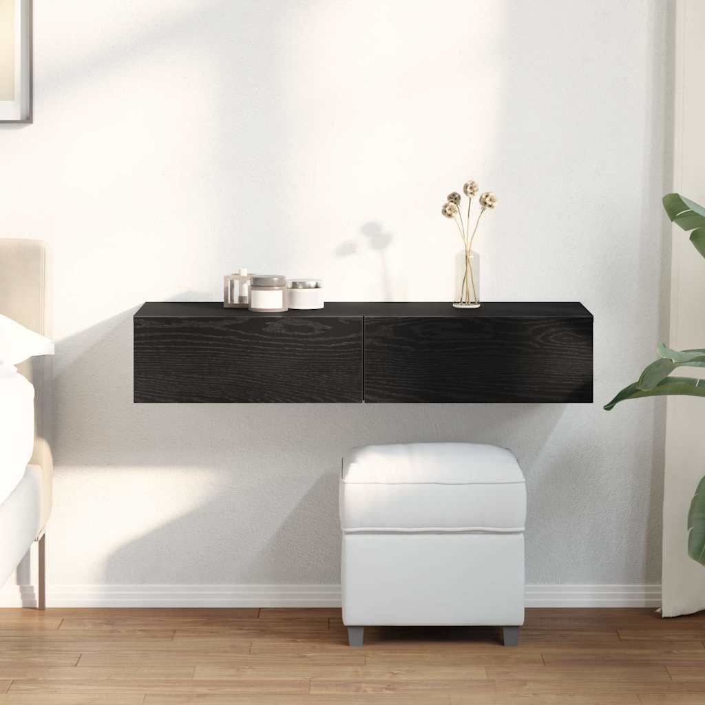 Vidaxl Mensola da Parete con Cassetti, Nera, 100X36X19 Cm