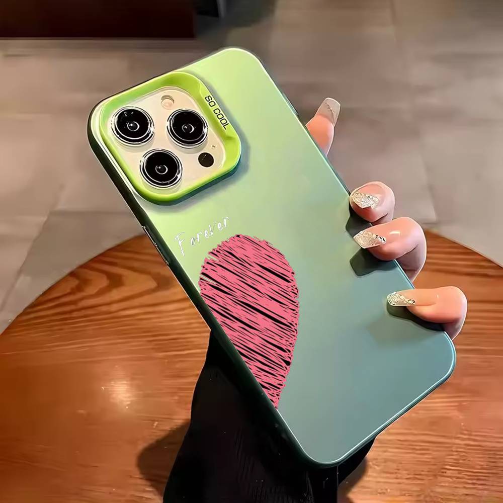 Red Love C-couple wallpaper Phone Case Color Silver Shell For IPhone 17 16 15 14 13 12 11 Pro Max Plus