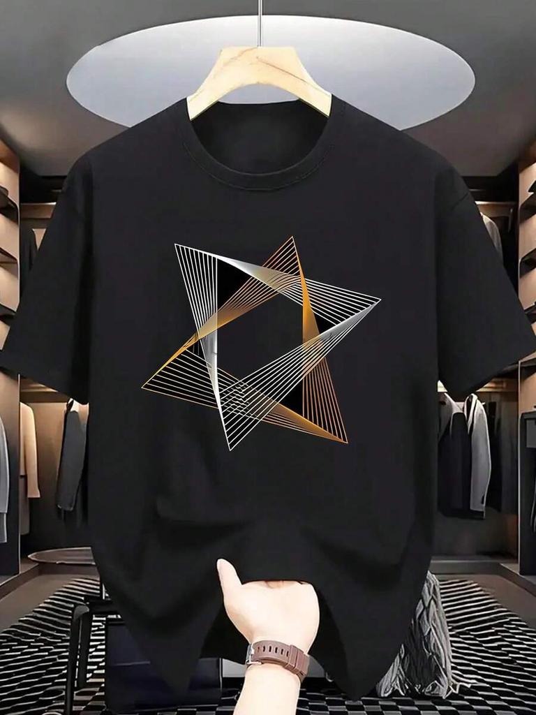 Unisex's Summer Fashion-Shirt, Unique Geometric Pattern Print