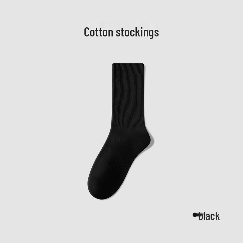 Men's Breathable Antibacterial Mid-calf Pure Cotton Socks - Sweat-absorbing & Odor-resistant Sports Socks