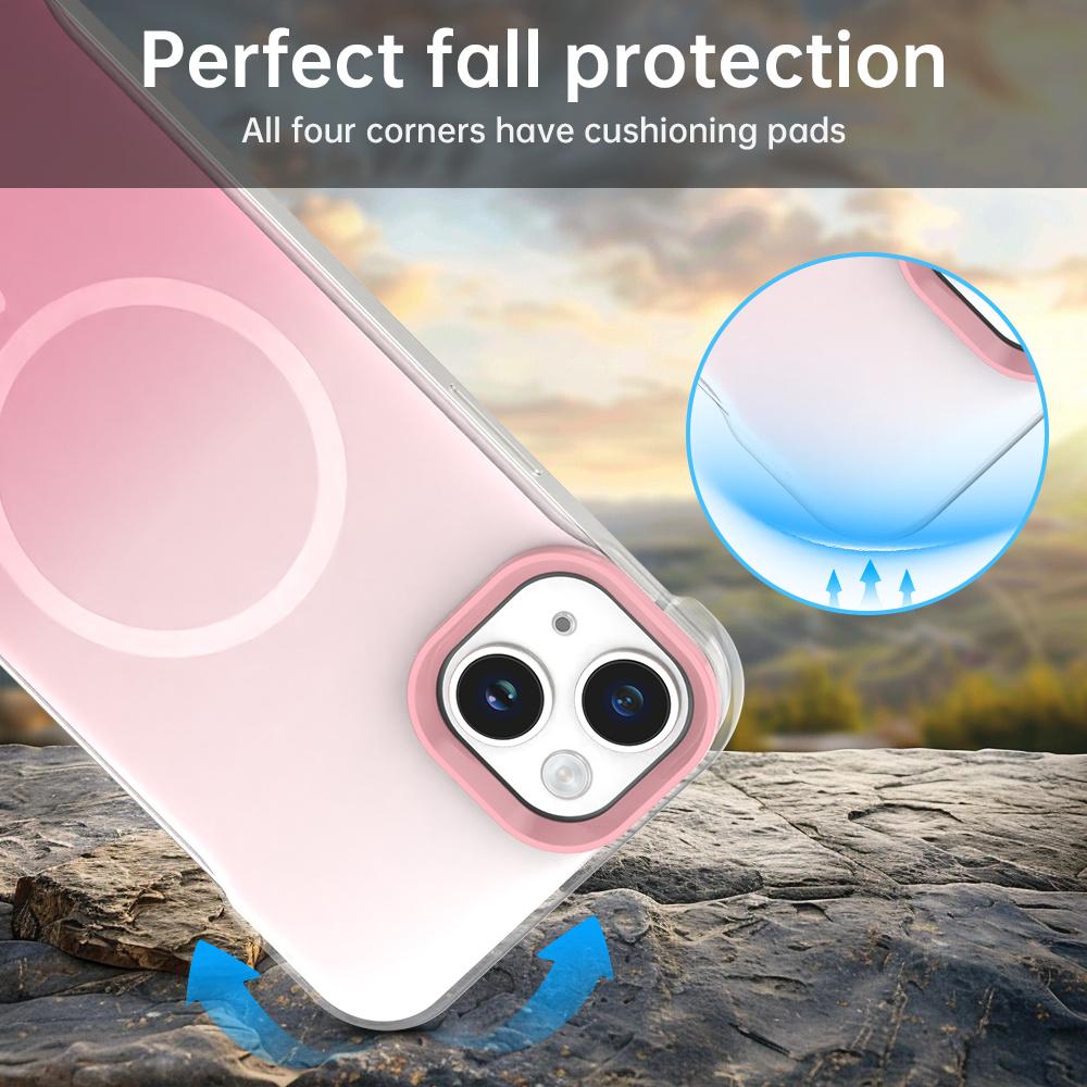 For iPhone 14/13 Magnetic Case Gradient Design Borderless IMD TPU+PC+PET Phone Cover