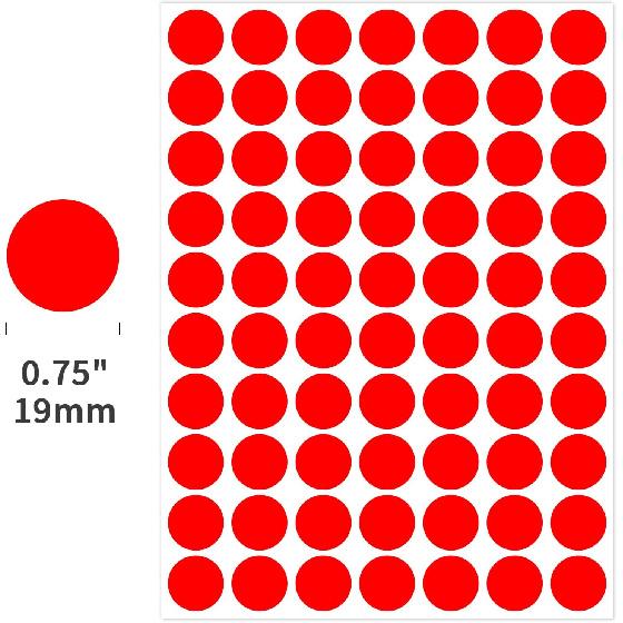 1400 PCS Red Circle Dot Stickers 3/4" Round Color Coding Label Stickers (Red)