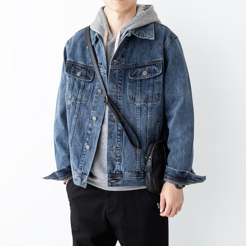 Весенне-летняя свободная модная повседневная мужская верхняя куртка с лацканами S