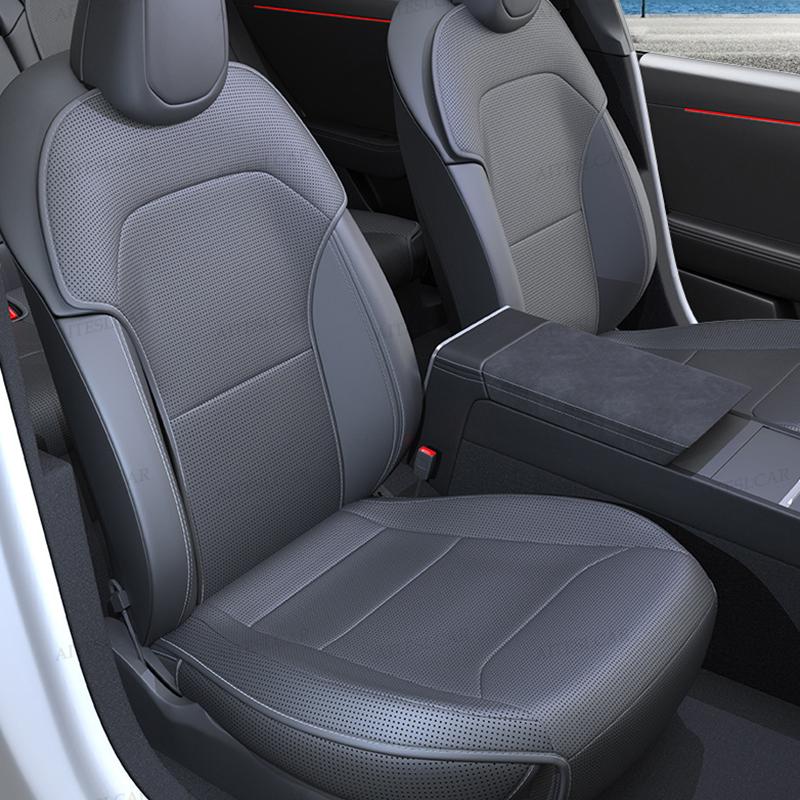AABLU1 For Tesla Car Cushion Nappa Leather Breathable Non-slip Car Seat High Rebound Pad Seat Cushion Four Seasons Universal Auto Seat