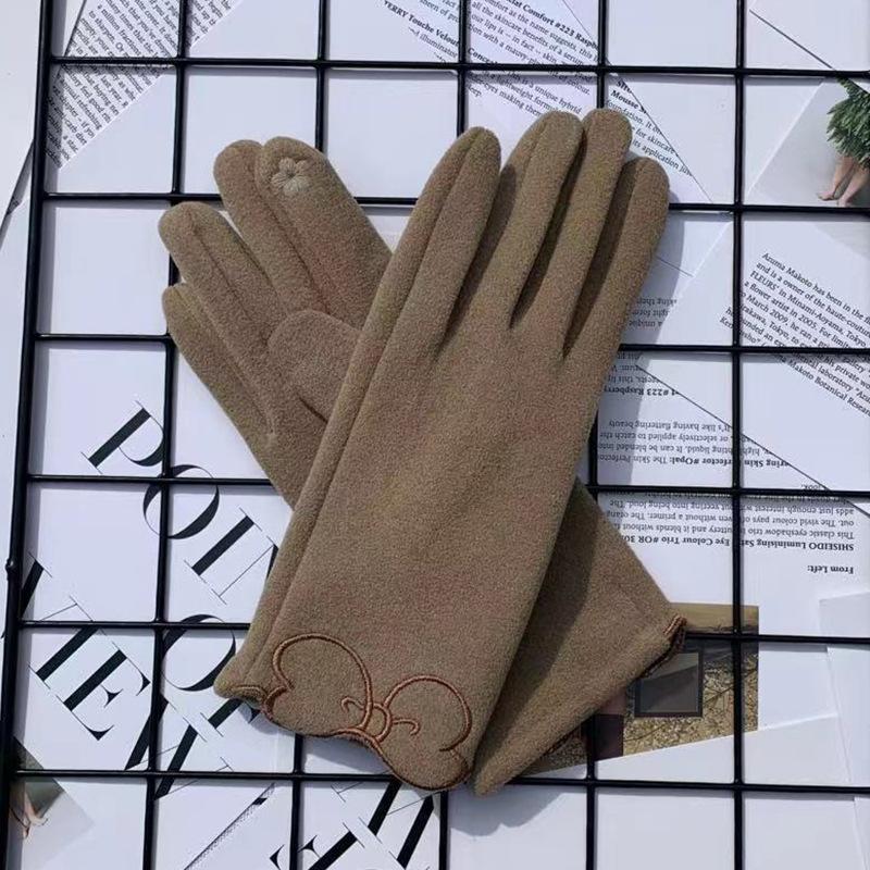 Handschuhe Deutsch Samt Thermisch Stickerei Schmetterling Handschuhe Samt Verdickt Outdoor Reiten Touchscreen Handschuhe Damen