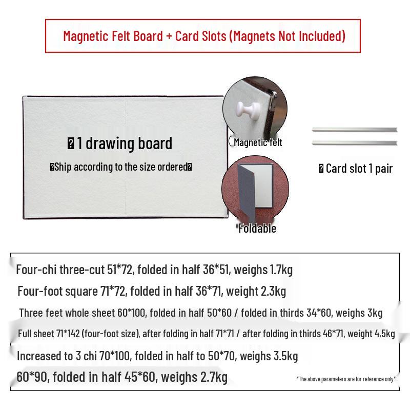 Four-Foot Three-Fold Magnetic Outdoor Drawing Board with Felt for Chinese Painting