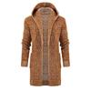 Cardigan lungo antivento con cappuccio in maglia tinta unita da uomo, maglione di media lunghezza