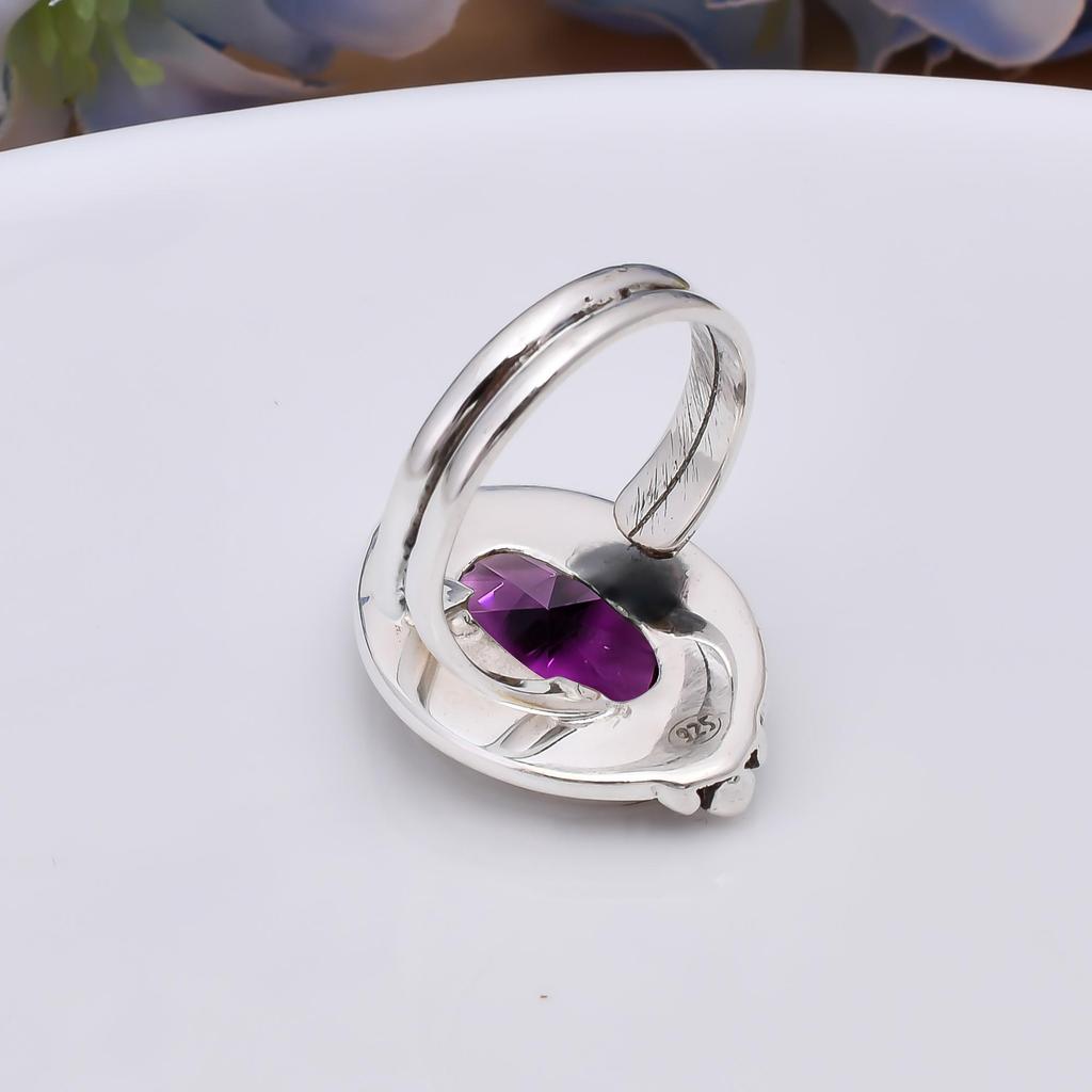 Handmade Amethyst Gemstone ,925 Sterling Silver Ring,Boho Hippie Gemstone jewelry Ring Perfect Gift For Wife