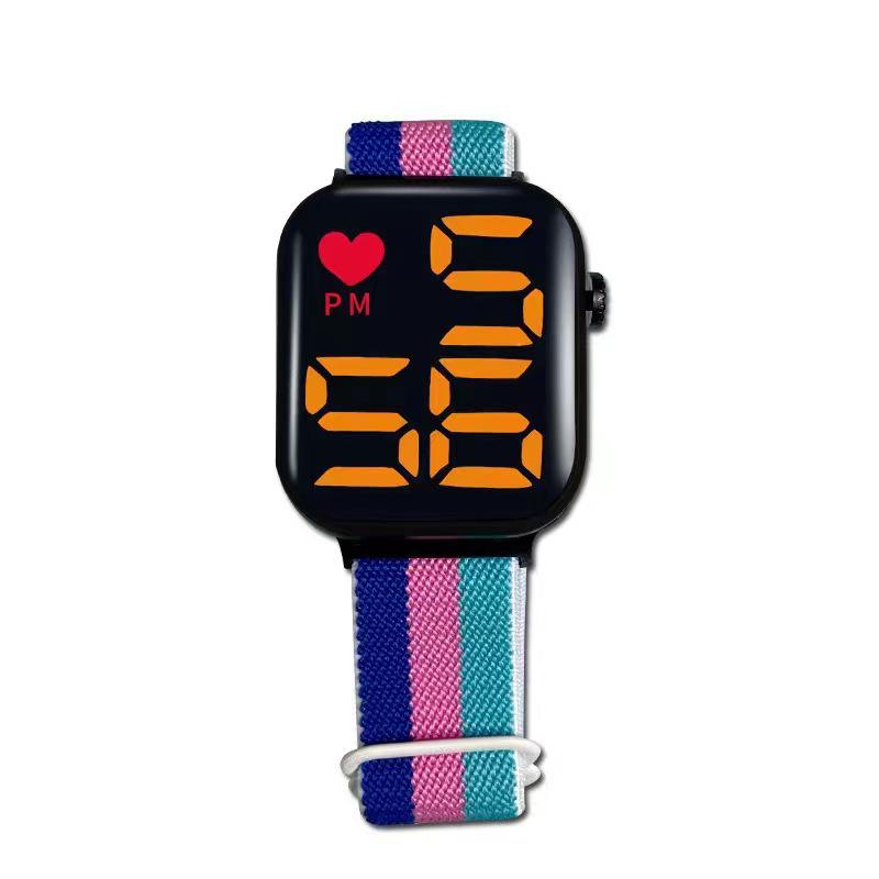 

Квадратные водонепроницаемые цифровые студенческие спортивные часы Apple с ремешком из парусины и нейлона синий