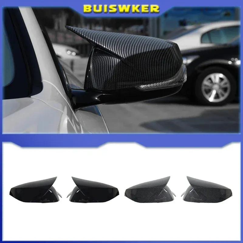 2Pcs Car Side Rearview Mirror Cover Cap Carbon Black Style/Glossy Black For Infiniti Q50 Q60 QX30 Q70 All Models 2014-