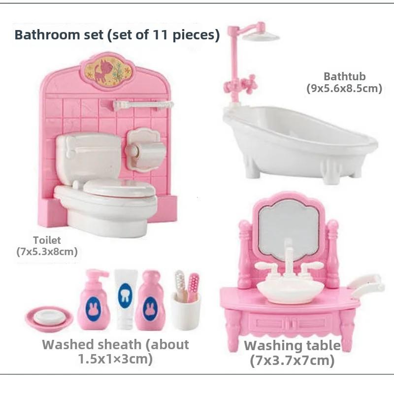 Cute Kawaii Pink Miniature Dollhouse Furniture Accessory Kids Toy For Kidss Kitchen Cooking Things For Girl Gifts