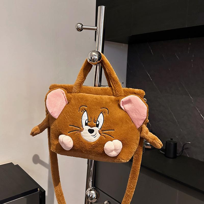 Crossbody Cute Cat & Mouse Plush Bag - Large Capacity, Lightweight, Spine-Friendly