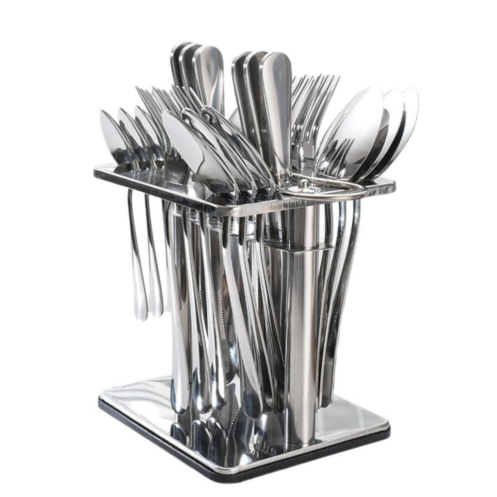 Stainless Steel Utensil Holder Space-Saving Cutlery Elegant for Kitchen
