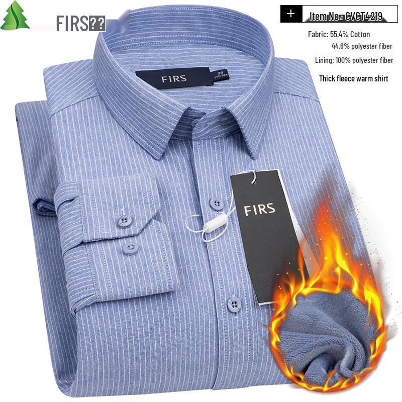 Shanshan Men s Fleece-Lined Business Casual Long-Sleeve Shirt 42