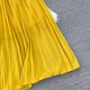 Summer Women Hollow Out Lace Pleated Long Dress Vintage Female O-Neck Yellow/Purple/Blue/Black Patchwork Draped Maxi Vestidos