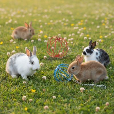 Runder Kaninchen-Grasfutterspender Edelstahl Abfallfreie Fütterung Hängender Grasball Verschleißfest Langlebig Aufhängbarer Futterspender