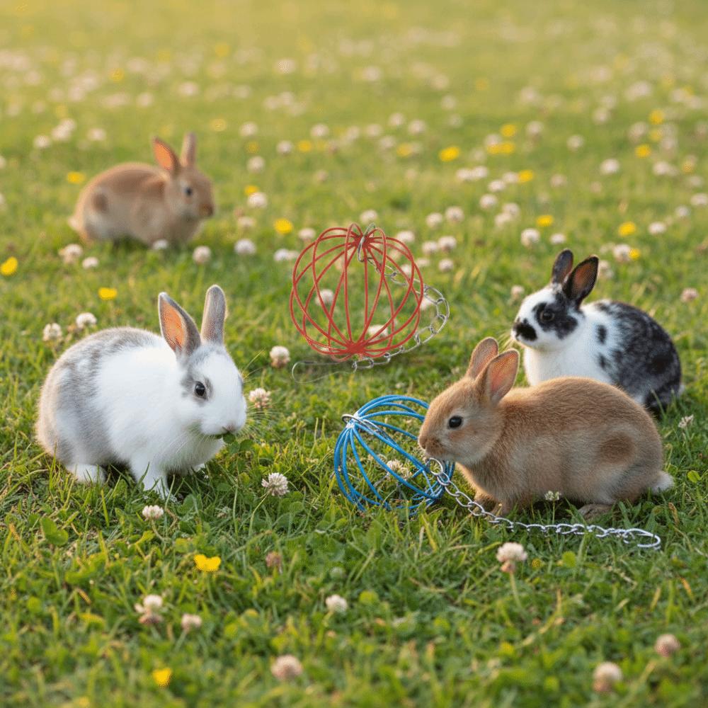 Stainless Steel Rabbit Feeding Ball Round Hanging Grass Ball Rabbit Grass Feeder For Small Pets