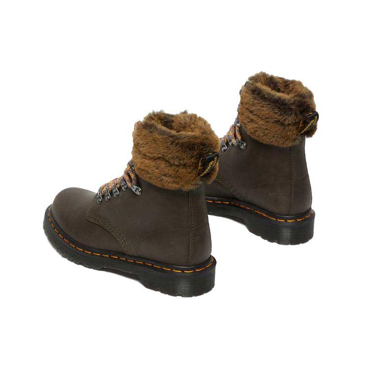 Dr. Martens 1460 Faux Fur Lined Warm Comfortable Boots Women boots Gray-Green 26951481