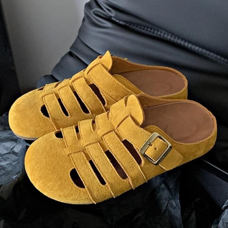 Women S Retro Hollow Slip On Half Slippers Casual Outdoor Shoes