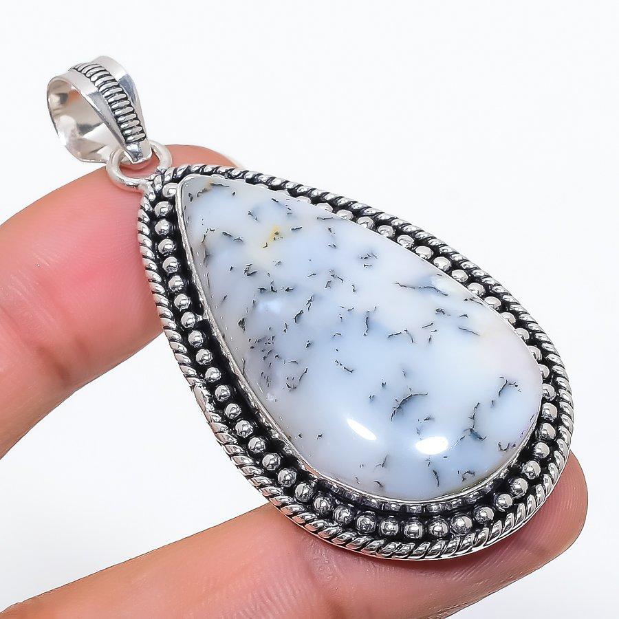 

Dendrite Opal Gemstone Handmade 925 Steling Silver Jewelry Pendant 2.36 SU-9635