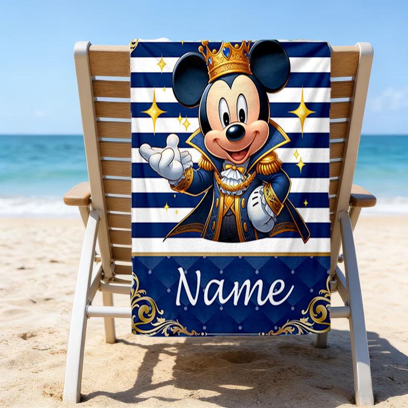 1pc Mickey10 Beach Towel with Custom Name, Beach/Swimming/Bath/Picnic/Camping Towel, Suitable for Seaside Beaches