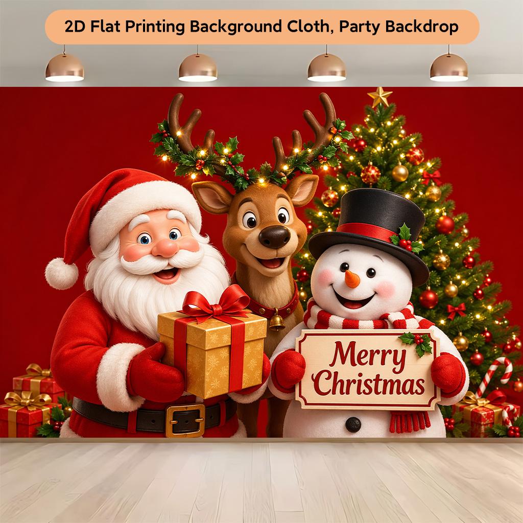 1Pcs Merry Christmas Smiling Figures Scene Decoration Background Xmas Backdrop Decorations For Photo Studio Photo Booth Party