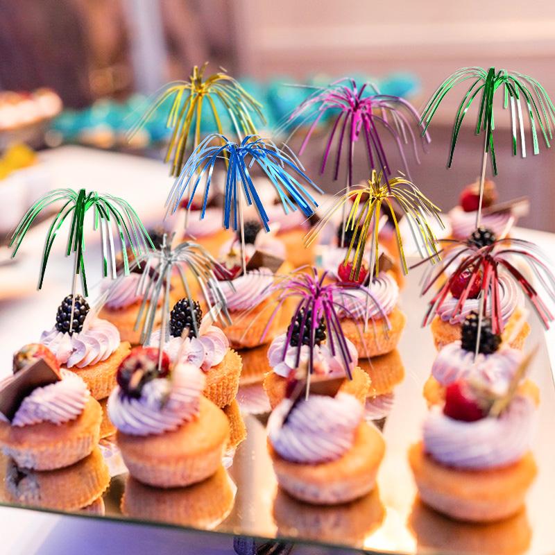 50Pcs Multicolor Fireworks Cocktail Picks Dessert Food Fruit Toothpicks Wedding Birthday Party Cake Topper Decoration Christmas