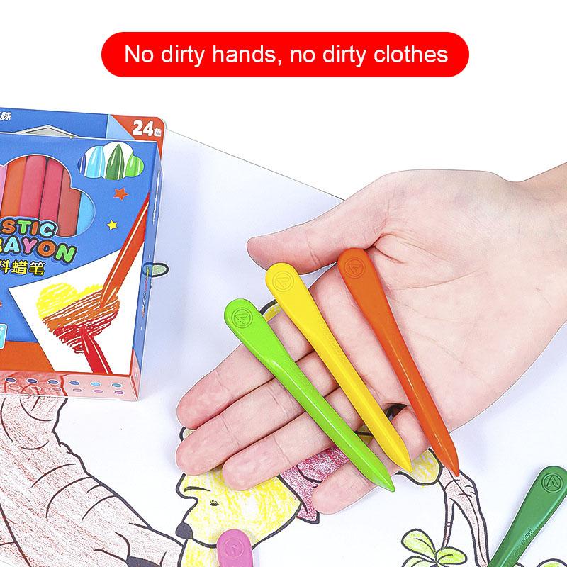 Non-Toxic 12/24 Colors Triangular Crayons Safe Colouring Pencil For Students Kids Children Stationery Drawing Toy Colouring Game