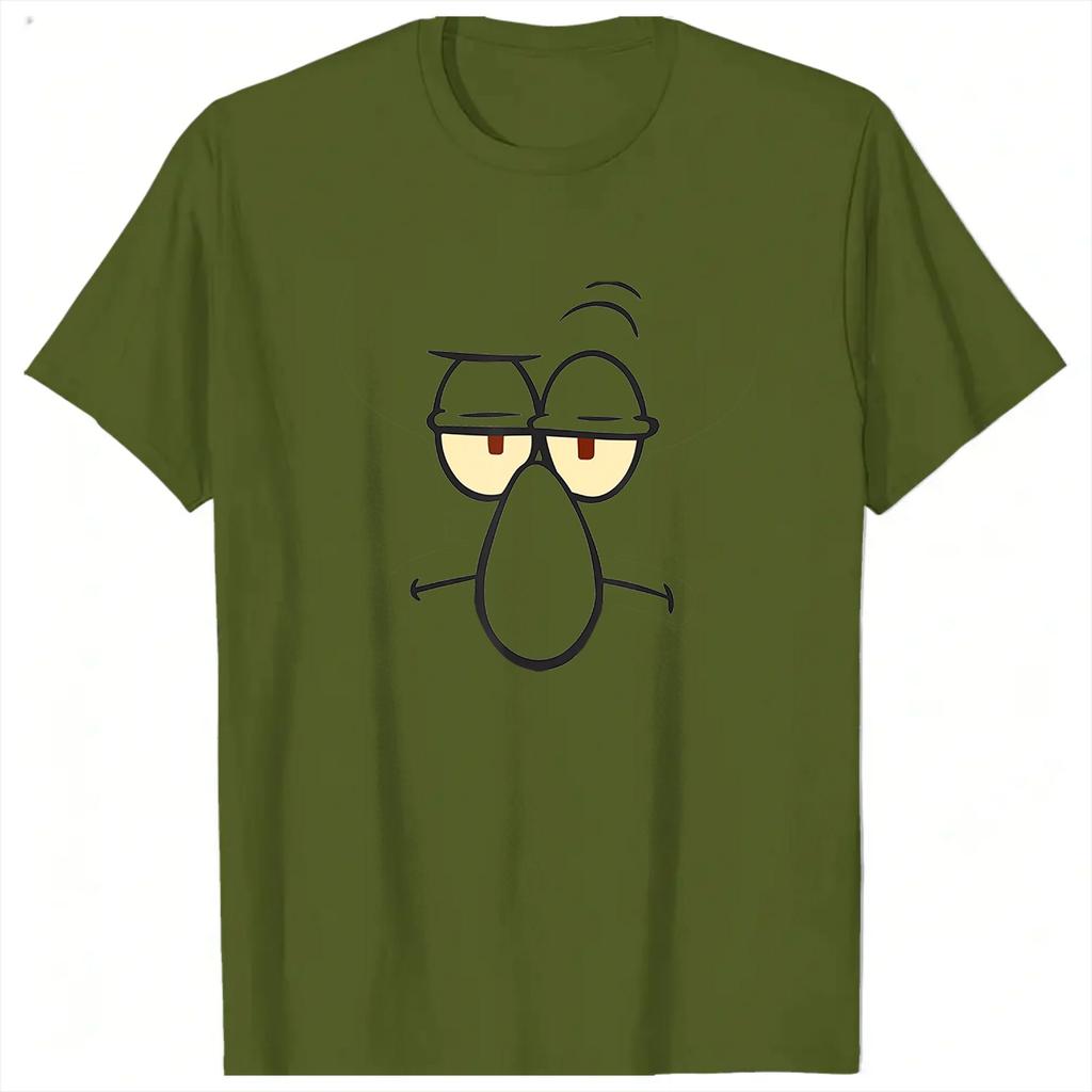 SpongebobsHalloween Squidward Big Face Unisexs T Shirts Unique Tee Shirt Short Sleeve Crew Neck TShirt 100 Cotton Clothing